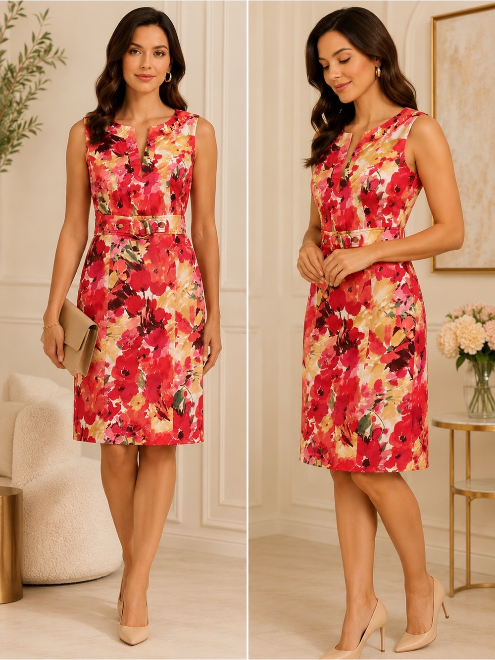 Charter Club sleeveless dress. Vibrant floral pattern. Size 6P, vintage